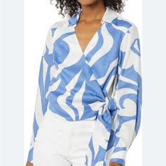 Rebecca Taylor Tops - Rebecca Taylor silloutte fleur French blue combo wrap top